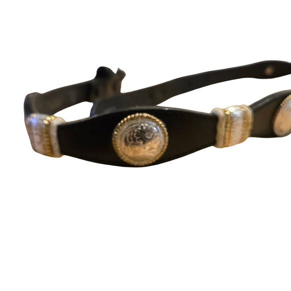 Women\'s Black Leather Western Concho Belt with Engraved Buckle main image 8